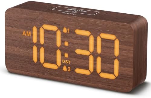Purilite Select Wooden Digital Alarm Clock with Large LED Display