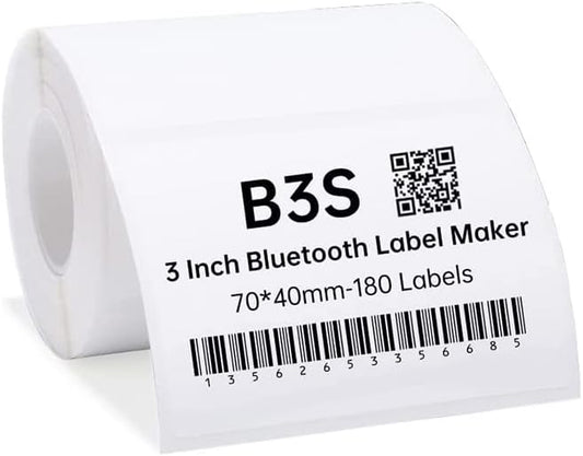 Bluetooth Thermal Label Maker Printer with 3 Inch Print Width, Portable Inkless Sticker and Barcode Printer for Home, Office and Small Business