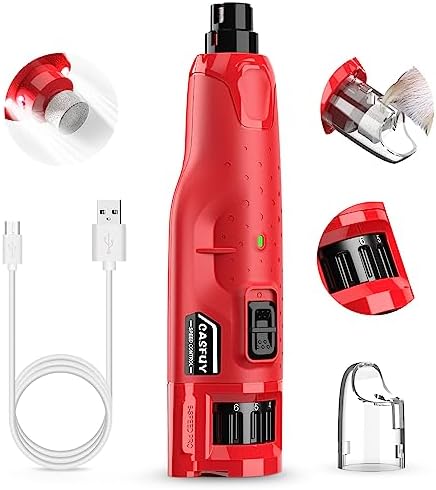 Casfuy Dog Nail Grinder Quiet - (45db)6-Speed Pet Nail Grinder with 2 LED Lights for Large Medium Small Puppy Dogs/Cats, Professional 3 Ports Rechargeable Electric Dog Nail Trimmer with Dust Cap(Blue)