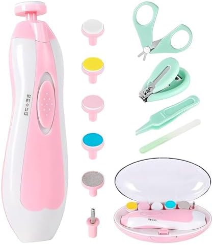 Qunlions life Electric Nail File Drill for Baby, No Sharp Claws Hurt, 6 in 1 Safety Cutter Trimmer Clipper for Toes and Fingers (Blue)
