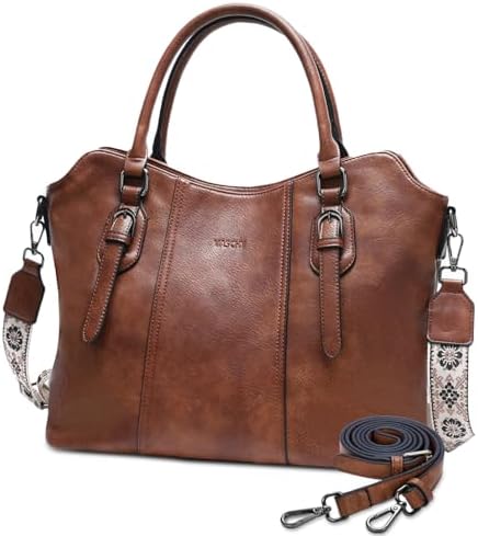 Hobo Bags for Women,VASCHY Vegan Leather Handbag Purse Top Handle Satchel Boho Shoulder Bag with Crossbody Guitar Strap