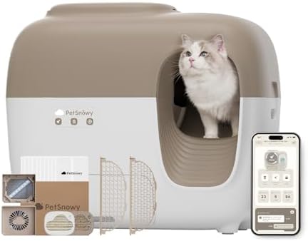 PetSnowy (Premium Version) Snow+ Self Cleaning Litter Boxes for Cats 3.3-20 lbs Zero Smell Zero Litter Tracking Waste Auto-Sealing Easy Cleanup Automatic Cat Litter Box Self Cleaning