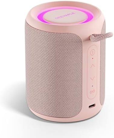 Deeyaple Portable Bluetooth Speaker, IP67 Waterproof Mini Bluetooth Speaker Wireless V5.3 with Stereo Sound,All Day,TWS Pairing,LED Light,Gift for him/her (Black)
