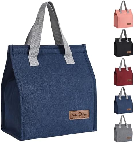 Lunch Bags for Women Men, Reusable Insulated Leakproof Lunch Box Bag for Adult Kids, Small Cooler Bag for Work School Picnic Travel (Black)