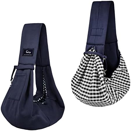 Cuby Adjustable Dog Cat Sling Padded Hard Bottom Pet Carrier Sling Soft Carrying Puppy Bag for Small Dogs Cats Outdoor Travel (Grayish-White)