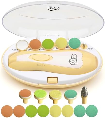Royal Angels Rechargeable Baby Nail Clippers 20 in 1, Safe Electric Nail Trimmer, Baby Nail Kit, Additional Replacements, Newborn Toddler Toes and Fingernails, Trim and Polish (Rechargeable, Snow) - PuriLite