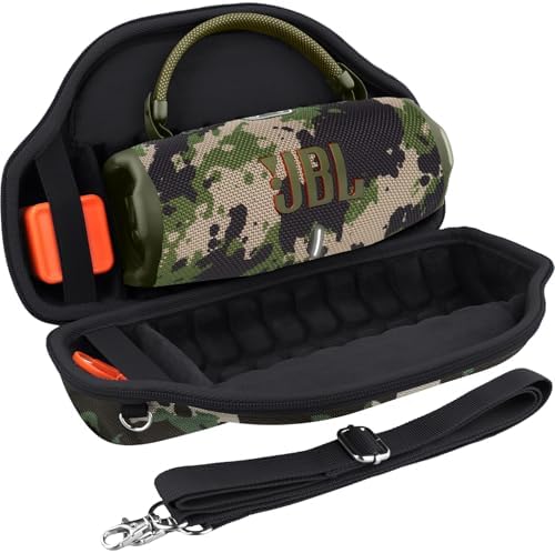 co2CREA Case for JBL Charge 6 Waterproof Portable Bluetooth Speaker, Hard Travel Case with Detachable Shoulder Strap (White Case)