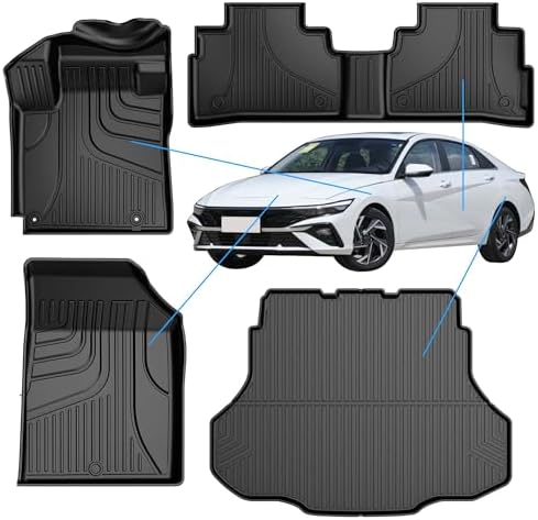 AOMSAZTO Floor Mats & Trunk Mat for 2024 2025 Chevy Equinox EV (Non Fuel),TPE All Weather Protection 2 Rows Car Floor Liners with Cargo Liner for Chevrolet Equinox EV (Non Fuel)