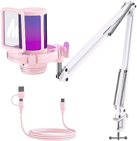 MAONO Gaming USB Microphone, Noise Cancellation Condenser mic with Mute, Gain, Monitoring, Boom Arm for Streaming, Podcast, Vocal, Twitch, YouTube, Discord, PC, Computer, PS4, PS5, Mac, DGM20S