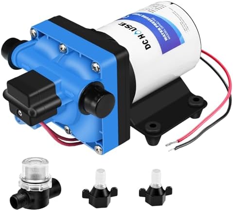 DC HOUSE 12V RV Fresh Water Pump 3.0GPM 45 PSI 12Volt DC Water Pressure Diaphragm Pump On Demand for Camper Trailer Off-Grid Cottage Yacht House