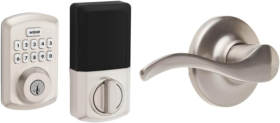 Weiser Powerbolt 3 Matte Black Keyless Entry Door Lock/Deadbolt Lock, 10-Button Keypad Door Lock with Auto Lock and 12-Month Battery Life, Electronic Door Locks for Front Door, Home Décor