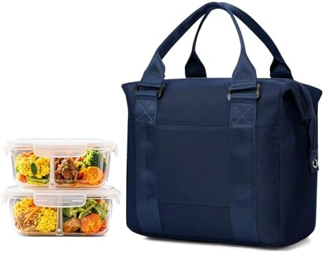 Lunch Bag Insulated Lunch Box Leakproof Lunch Tote Bags for Women Men,Portable Thermal Cooler Bag Lunch Containers with Shoulder Strap for Work, Family, Picnic, School, Outdoor,BBQ C2-Pinkpurple
