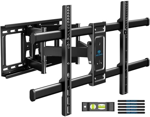 PERLESMITH TV Wall Mount Full Motion Swivel Dual Articulating Arm for Most 37-82 inch LED, LCD, OLED, Plasma TVs up to VESA 600x400mm, 132lbs