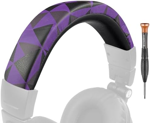 SOULWIT Protein Leather Headband Cover for Audio Technica ATH M50, M50X, M50XWH, M50XBT, M50XBT2, M50S/LE, M50xSTS Headphones, Replacement Headstrap Pad Repair Part (Black)