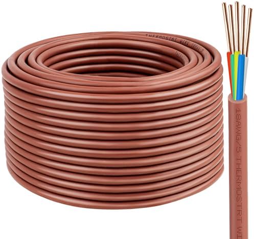 XRDS -RF 18/5 Thermostat Wire - 75 Feet, 5 Conductor Thermostat Cable for HVAC Heating and Cooling - 18 AWG Copper Wire - PuriLite