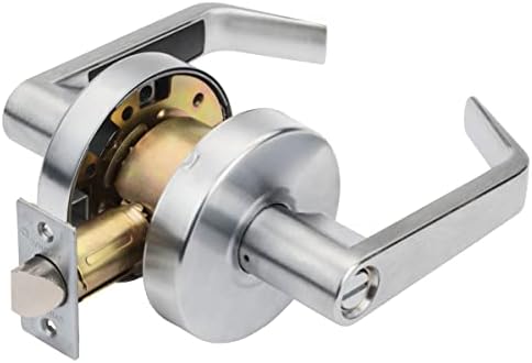 Dynasty Hardware AUG-00-26D Grade 2 Commercial Duty Office Door Keyed Lever Lockset, ADA, Satin Chrome Finish