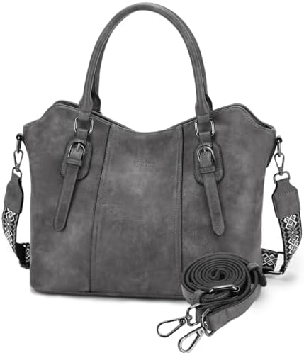Hobo Bags for Women,VASCHY Vegan Leather Handbag Purse Top Handle Satchel Boho Shoulder Bag with Crossbody Guitar Strap
