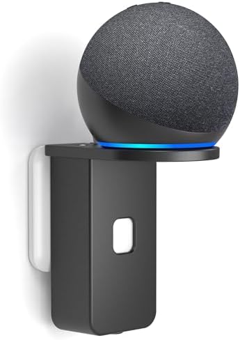 PlusAcc Wall Mount for Dot 5th & Dot 4th Gen & Pop & Google Nest Mini - Upgraded Alexa Dot 5th/Dot 4th Gen Outlet Holder Stand Shelf Accessories with Cable Management, No Drilling Required (White)