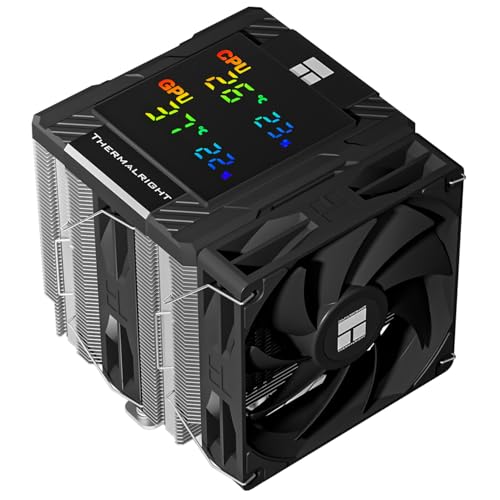 Thermalright Peerless Assassin 120 Digital ARGB Black CPU Air Cooler, Digital Screen Top Cover,6 Heatpipes Computer CPU Cooler, for AM4/AM5,Intel LGA1700/1851/1150/1151/1200,PC Cooler-Black ARGB