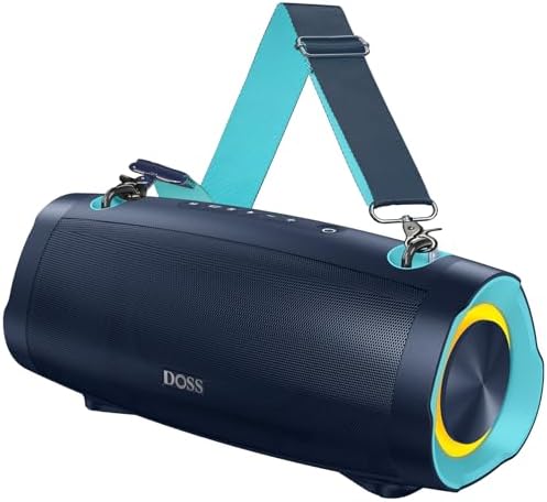 DOSS Extreme Boom Pro D100 Bluetooth Speaker with 140W Peak, 70W Bold Sound, Extra Bass, 24H Playtime, Beat-Sync Lights, IPX6 Waterproof, Portable Strap for Hiking, Camping-Orange