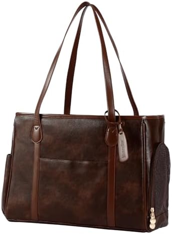 Monanller Stylish Dog Purse Carrier, Leather Pet Carrier Bag for Small Dogs Cats Puppy, Airline Approved Soft-Sided Carrier Beige