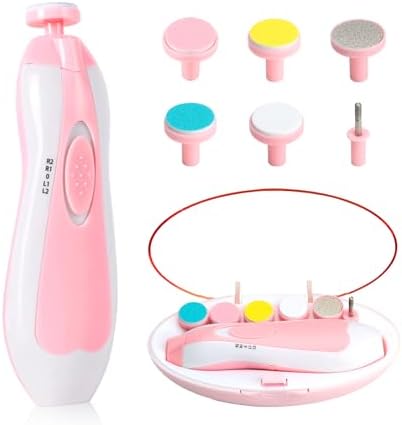 Qunlions life Electric Nail File Drill for Baby, No Sharp Claws Hurt, 6 in 1 Safety Cutter Trimmer Clipper for Toes and Fingers (Blue)
