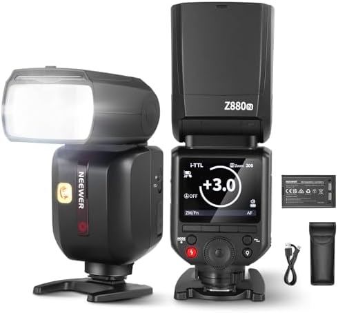 NEEWER Z880-C 2.4G 76Ws TTL Camera Flash Speedlite Compatible with Canon, Upgraded UI, Adjustable Modeling Lamp, TTL/M Quick Switch TCM Key, 1/8000s HSS 7.2V/3000mAh Battery 600 Full Power Flash