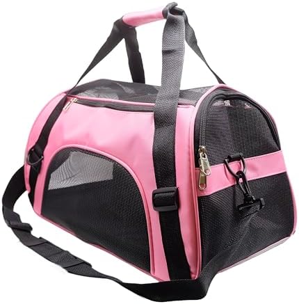 ZaneSun Cat Carrier,Soft-Sided Pet Travel Carrier for Cats,Dogs Puppy Comfort Portable Foldable Pet Bag Airline Approved (Small Rosered)