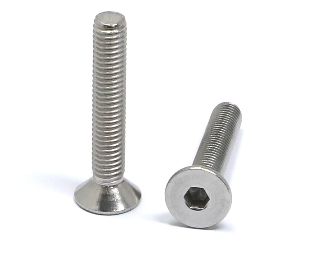 iexcell 5 Pcs M8 x 80mm Thread Pitch 1.25 mm Stainless Steel 304 Hex Socket Flat Head Cap Screws Bolts Kit