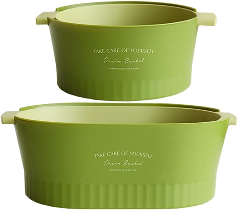 Kitchen Washbas Food Strainer Drain Basket Rotating Drainer Double-Layer Basin Vegetable Fruit Washing Strainer