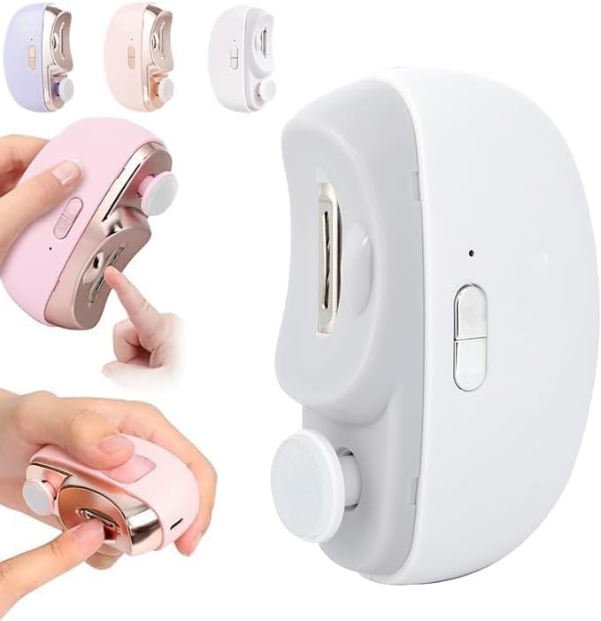 Automatic 3 in 1 Electric Nail Clipper with Polishing, Safe and Convenient Nail Trimmer, 2 Adjustable Speeds Electric Toe Nail Clippers Nail Cutter with Light for Seniors Kids Adults (Purple)