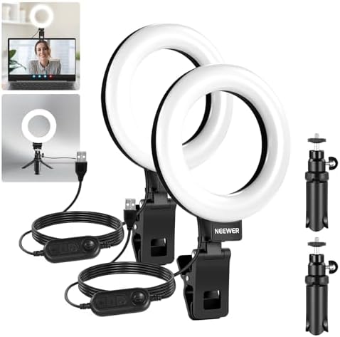 NEEWER BASICS 5" Ring Light for Video Conference Lighting, Clip on Light Kit with Desk Tripod for Monitor Laptop Computer Zoom Call Live Streaming Remote Working Learning Video Recording, BR60