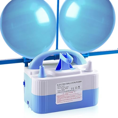 Electric Balloon Pump,Balloon Inflator, Dual Nozzle Electric Air Pump,Balloon Pump Balloons Blower 110V 600W for Party Decoration with Gifts:2 Balloon Tying Tools (Rose red)