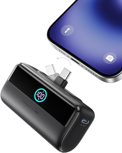 INIU Mini Portable Charger, 5500mAh Power Bank with Build-in USB-C Connector, 22.5W Fast Charging Powerbank, Travaling Essential Charger for iPhone 16 15, Fit for College Student Teen Boys Girls, Blue