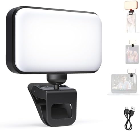 NEEWER Entry Level Version LED Selfie Light, 54 LEDs Plastic Clip on Phone Fill Lighting for iPhone, CRI88 650mAh, Portable for Computer Laptop Webcam Zoom Video Conference Makeup Recording, N8