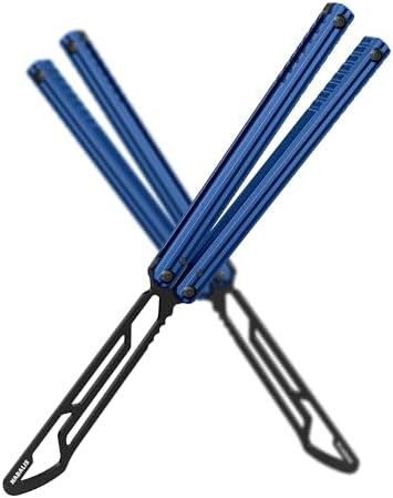 Nabalis Impulse Butterfly Knife Balisong Trainer for Practicing Flipping, Blunt Practice, No Edge Tool,Lightweight,Blue