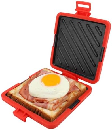 Microwave Toastie Maker, Grilled Cheese Sandwich Maker, Microwavable Toaster with Adjustable Silicone Straps No Electricity Cordless (Red)