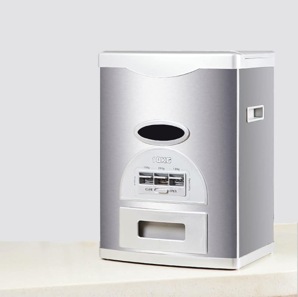 Rice Tank Rice Storage Rice Storage Container Stainless Steel 25/33/45/55/66LB Sealed Grain Rice Cabinet Rice Storage Bucket (Black 20kg)