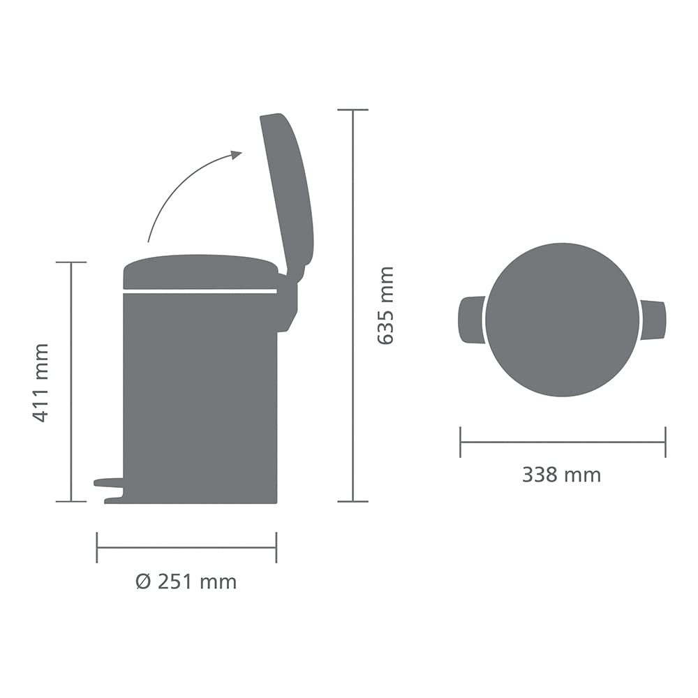 Brabantia New Icon Step Trash Can (3.2 Gal/Dreamy Blue) Soft Closing Kitchen Garbage/Recycling Can with Removable Bucket