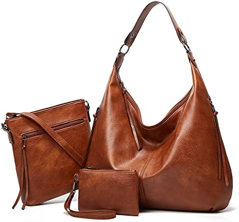 Ashioup Hobo Bags for Women Soft PU Leather Shoulder Bag Vintage Slouchy Handbag with Zipper - PuriLite