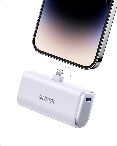 Anker Portable Charger with Built-in Lightning Connector, 5,000mAh MFi Certified 12W Portable Charger, Compatible with iPhone 14/14 Pro / 14 Plus / 14 Pro Max, iPhone 13 and 12 Series