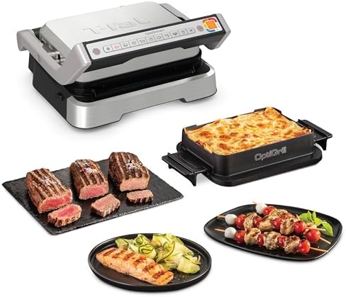 T-fal Optigrill, Electric Indoor Grill, 6 Auto Cooking Modes, Smart Sensor Techology, Nonstick removable plates, Stainless Steel Exterior, Panini Press, Precision Grilling