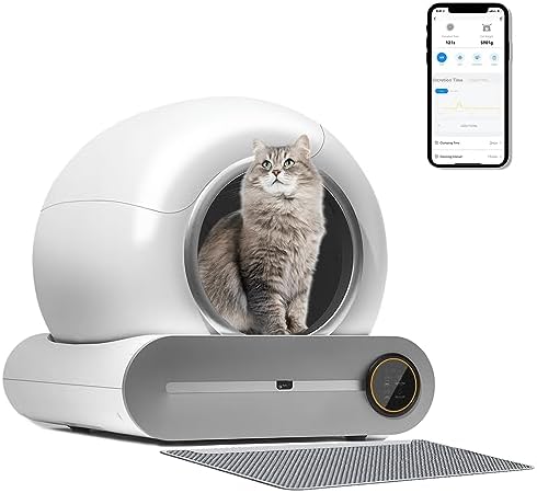 Upgraded Self-Cleaning Cat Litter Box - Automatic Smart for Multiple Cats, Never Scoop Again, Safety Protection, APP Control, Odorless, Health Check