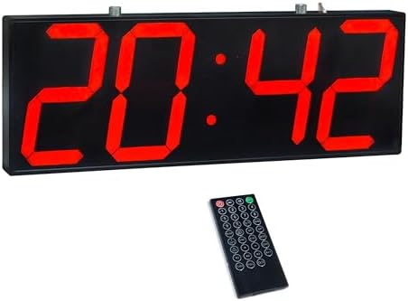 CHKOSDA Digital Wall Clock with Double Sided Display, Large Digital Clock with Timer,Alarm,Temperature and Date,Two Faced Hanging Wall Clock with 6''Number (White)