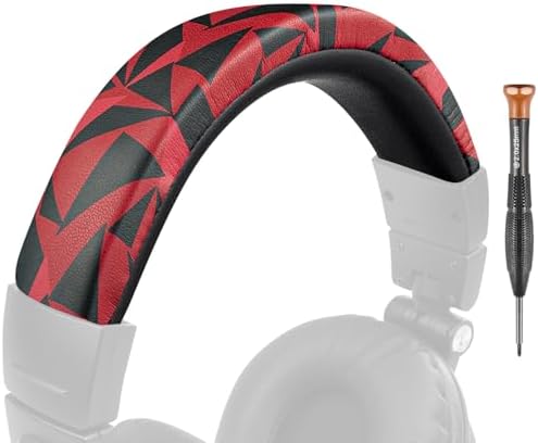 SOULWIT Protein Leather Headband Cover for Audio Technica ATH M50, M50X, M50XWH, M50XBT, M50XBT2, M50S/LE, M50xSTS Headphones, Replacement Headstrap Pad Repair Part (Black)