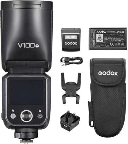 GODOX V1Pro-C 2.4G Wireless Camera Flash Speedlite with Detachable Sub Flash 1/8000s HSS 1.3s Recycle Time M/TTL Flash Mode 10 Levels Brightness Type-c Powered Compatible with Canon EOS Cameras