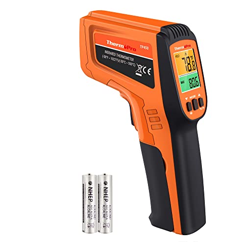 ThermoPro TP30 Infrared Thermometer Gun, Non Contact Temperature Gun with Adjustable Emissivity, Laser Thermometer Gun for Cooking, Pizza Oven, Griddle, Engine, HVAC -58°F ~1022°F (Not for Human)