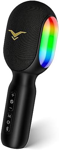 Wireless Bluetooth Karaoke Microphone, 5-in-1 Portable Handheld Mic Speaker with Dynamic RGB Lights, Mini Karaoke Machine for Car Travel Home Party, Music Recording, Duet Singing, Gift for Kids Adults