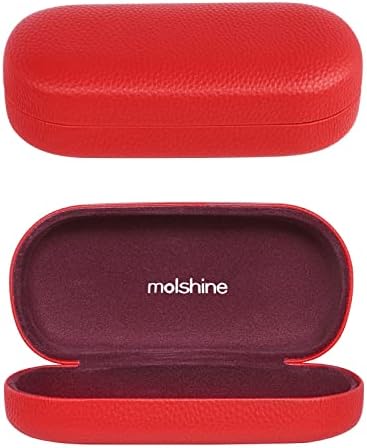 molshine Hard Shell Leather Sunglasses Case,Classic Large Glasses Case for Women Men,Sunglass Eyeglasses