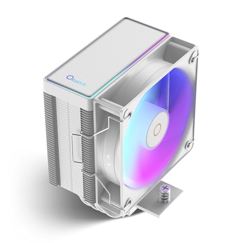 Gamma A40 ARGB WH CPU Cooler,100mm PWM Fan,133mm Height Single Tower Computer CPU Air Cooler,4 Copper Heat Pipes,ARGB Function,Fancy Top Cover,for Intel LGA 115X/1200/1700/1851&AMD AM4/AM5